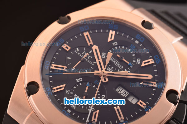 IWC Ingenieur Doppelchronograph Asia ST17 Automatic Rose Gold Case with Black Dial - 7750 Coating - Click Image to Close