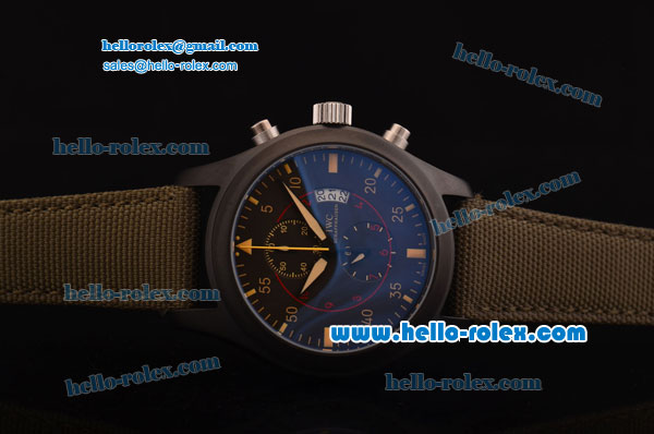 IWC Pilot's TOP GUN Miramar Chronograph Miyota OS20 Quartz PVD Case with Black Dial and Nylon Strap - 7750 Coating - Click Image to Close