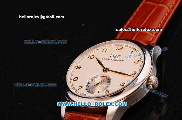 IWC Portuguese Swiss ETA 2836 Automatic Steel Case with White Dial and Gold Numeral Markers - Click Image to Close