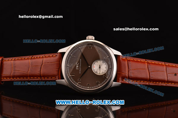 IWC Portuguese Swiss ETA 2836 Automatic Steel Case with Brown Dial and Brown Leather Strap - Click Image to Close
