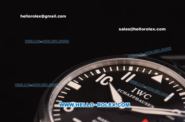 IWC Pilots Mark XVII Swiss ETA 2836 Automatic Steel Case with Black Dial and Black Leather Strap - Click Image to Close