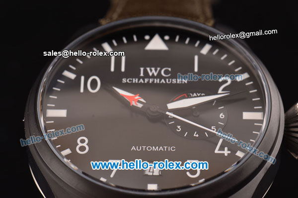 IWC Big Pilot ST22 Automatic PVD Case with Black Dial and Green Leather Strap - Click Image to Close