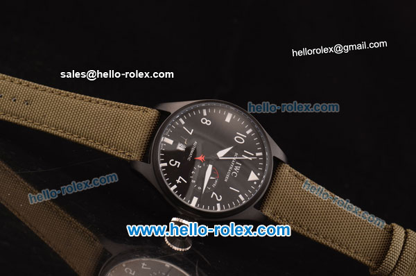 IWC Big Pilot ST22 Automatic PVD Case with Black Dial and Green Leather Strap - Click Image to Close