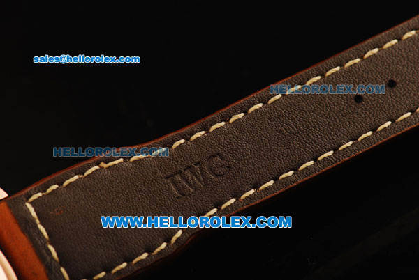 IWC Big Pilot 7 Days Swiss Valjoux 7750 Automatic Movement Power Reserve Rose Gold Case with Brown Dial and White Arabic Numerals - Click Image to Close