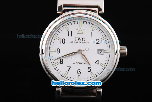 IWC Big Pilot Automatic Movement with White Dial and Black Numeral&Green Stick Marking-Black Leather Strap - Click Image to Close