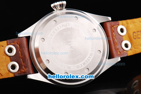 IWC Big Pilot Automatic Movement with White Dial and Black Numeral Marking-Brown Leather Strap - Click Image to Close