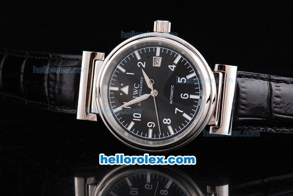 IWC Big Pilot Automatic Movement with Black Dial and White Numeral&Stick Marking-Black Leather Strap - Click Image to Close
