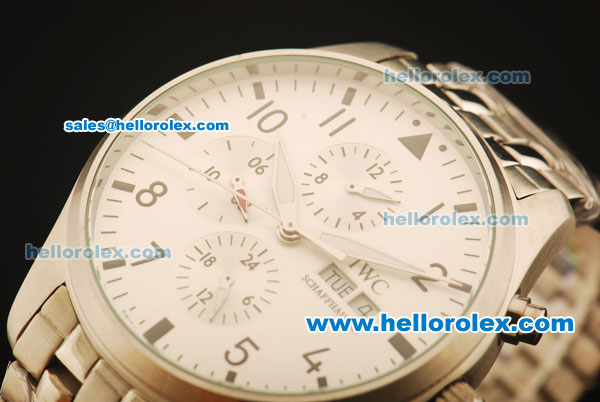 IWC Schaffhausen Automatic Movement with White Dial and ssband - Click Image to Close