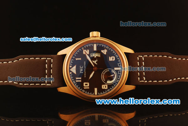IWC Big Pilot Power Reserve Rose Gold Case with Brown Dial and Brown Leather Strap - Click Image to Close