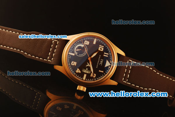 IWC Big Pilot Power Reserve Rose Gold Case with Brown Dial and Brown Leather Strap - Click Image to Close