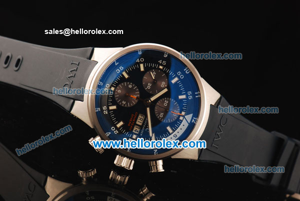 IWC Aquatimer Chronograph Swiss Valjoux 7750 Automatic Movement Steel Case with White Stick Markers and Blue Rubber Strap - Click Image to Close