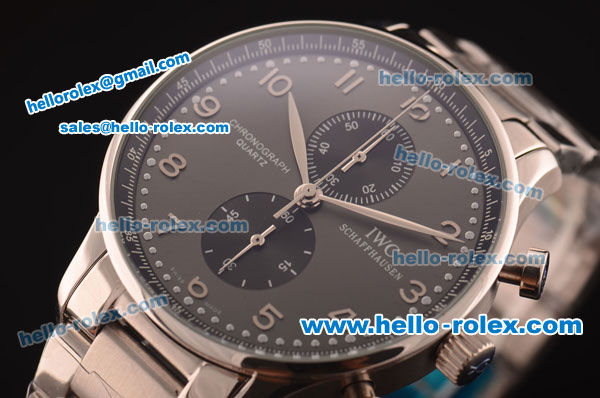 IWC Portugieser Chronograph Miyota Quartz Full Steel with Grey Dial - Click Image to Close