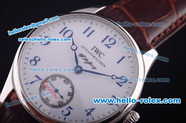 IWC Portugieser Asia 6497 Manual Winding Steel Case with White Dial and Brown Leather Strap - Click Image to Close