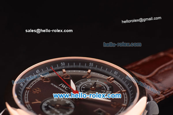 IWC Portuguese Automatic Steel Case with Rose Gold Bezel and Brown Dial-Brown Leather Strap - Click Image to Close