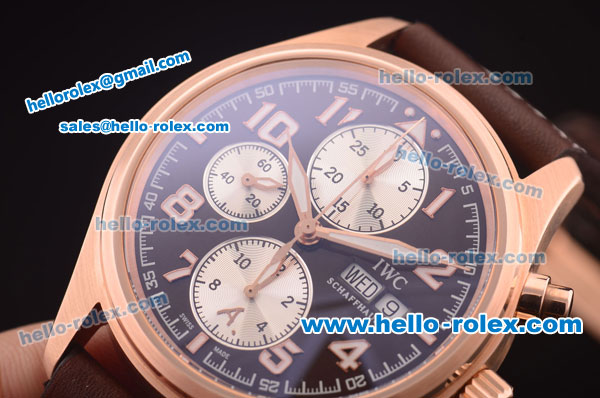 IWC Portuguese Swiss ETA 7750 Automatic Rose Gold with Coffe Dial and Leather Strap-1:1 Original - Click Image to Close