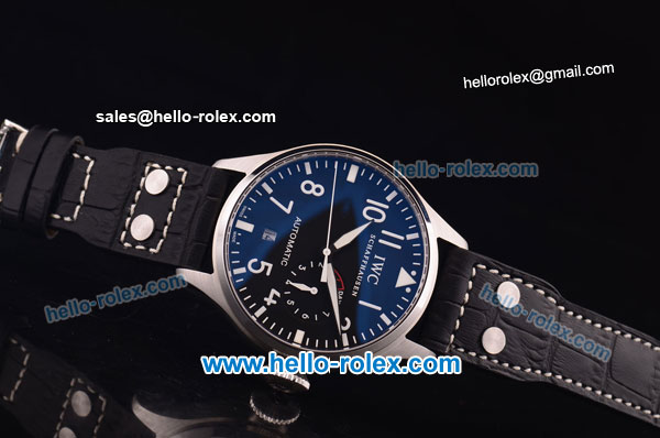 IWC Big Pilot Automatic with Power Reserve Steel Case with Black Dial and Black Leather Strap-7750 Modify - Click Image to Close