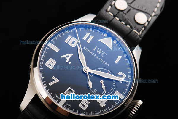 IWC Big Pilot Swiss Valjoux 7750 Automatic Movement Steel Case with Black Dial-Black Leather Strap - Click Image to Close