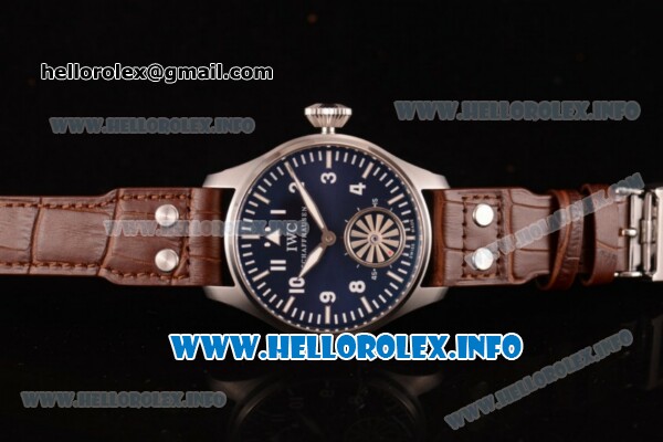 IWC Big Pilot "Markus Buhler" Asia 6497 Manual Winding Steel Case with Blue Dial Arabic Number Markers and Brown Leather Strap - 1:1 Original (KW) - Click Image to Close