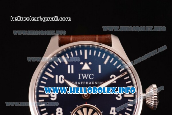 IWC Big Pilot "Markus Buhler" Asia 6497 Manual Winding Steel Case with Blue Dial Arabic Number Markers and Brown Leather Strap - 1:1 Original (KW) - Click Image to Close