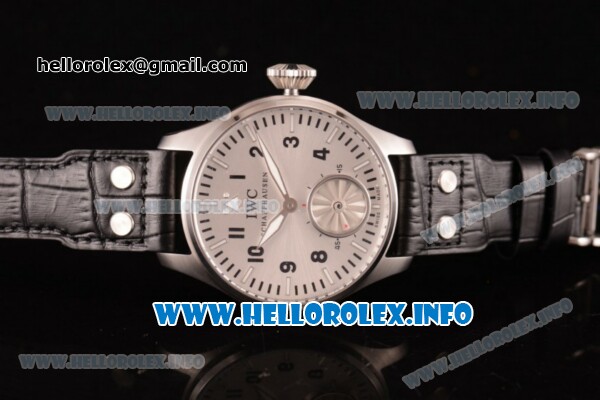 IWC Big Pilot "Markus Buhler" Asia 6497 Manual Winding Steel Case with White Dial Arabic Number Markers and Black Leather Strap (KW) - Click Image to Close