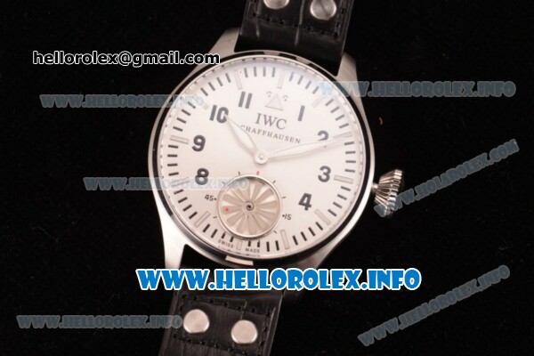 IWC Big Pilot "Markus Buhler" Asia 6497 Manual Winding Steel Case with White Dial Arabic Number Markers and Black Leather Strap (KW) - Click Image to Close