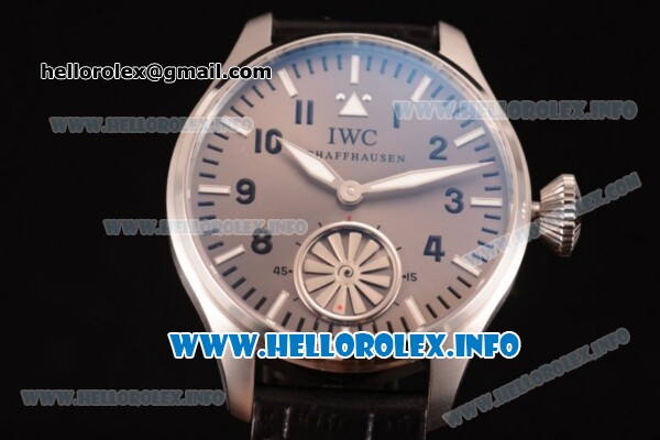 IWC Big Pilot "Markus Buhler" Asia 6497 Manual Winding Steel Case with Grey Dial Arabic Number Markers and Black Leather Strap (KW) - Click Image to Close