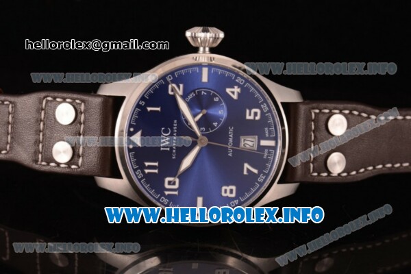 IWC Big Pilot’s Watch Edition "Le Petit Prince" Clone IWC 52010 Automatic Steel Case with Blue Dial Arabic Number Markers and Brown Leather Strap - 1:1 Original (ZF) - Click Image to Close