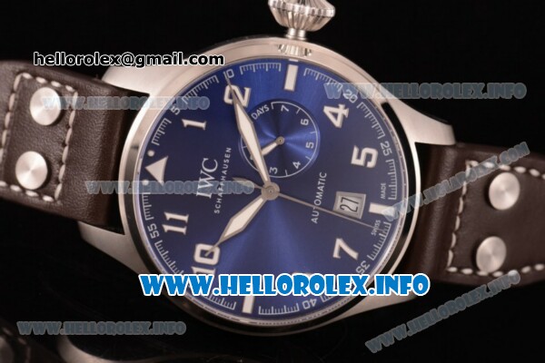 IWC Big Pilot’s Watch Edition "Le Petit Prince" Clone IWC 52010 Automatic Steel Case with Blue Dial Arabic Number Markers and Brown Leather Strap - 1:1 Original (ZF) - Click Image to Close