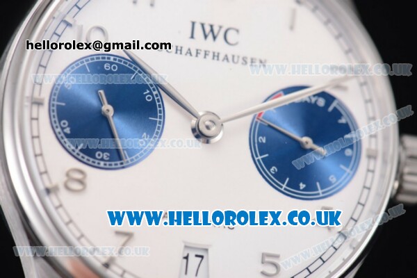 IWC Portuguese Automatic Clone IWC 52010 Automatic Stainless Steel Case/Bracelet with Blue Subdials and Arabic Number Markers (YL) - Click Image to Close