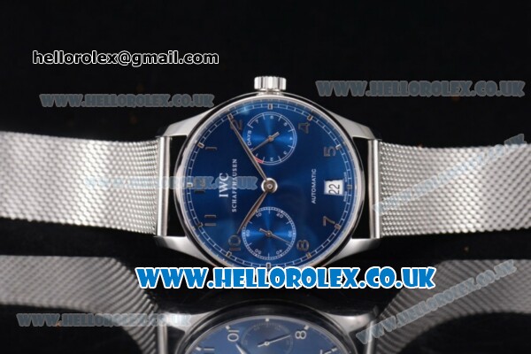 IWC Portuguese Automatic Clone IWC 52010 Automatic Stainless Steel Case/Bracelet with Blue Dial and Arabic Number Markers (YL) - Click Image to Close