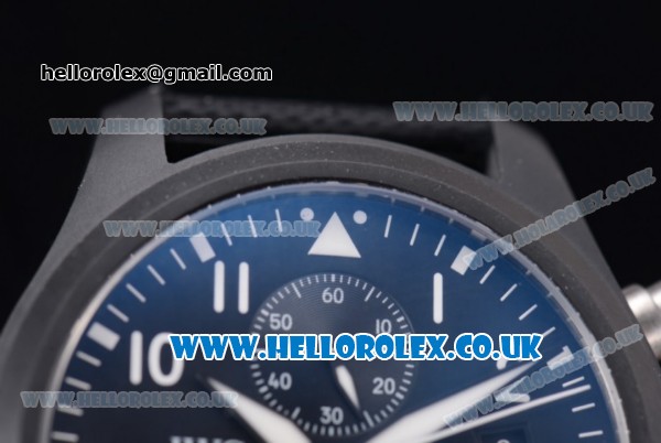 IWC Pilot Top Gun Miramar Chrono Swiss Valjoux 7750 Automatic PVD Case with Black Dial Stick/Arabic Numeral Markers and Black Leather Strap - Click Image to Close