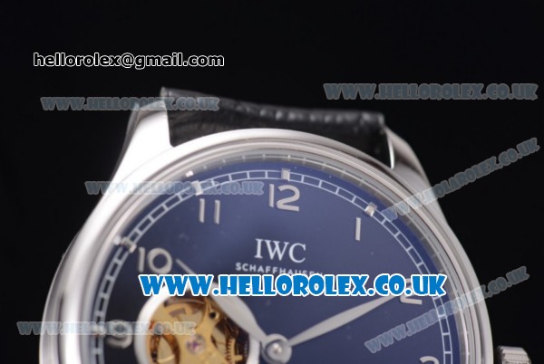 IWC Portugueser Tourbillon Hand-Wound Asia 2813 Automatic Steel Case with Black Dial Black Leather Strap and Arabic Numeral Markers - Click Image to Close