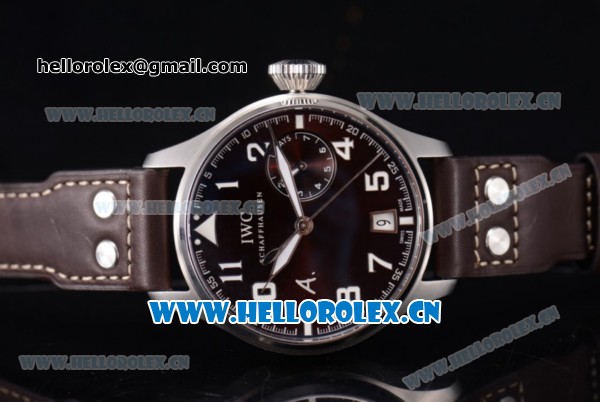 IWC Big Pilots Saint Exupery Limited Edition Swiss Valjoux 7750 Automatic Steel Case with Brown Dial Arabic Number Markers and Brown Leather Strap (ZF) - Click Image to Close