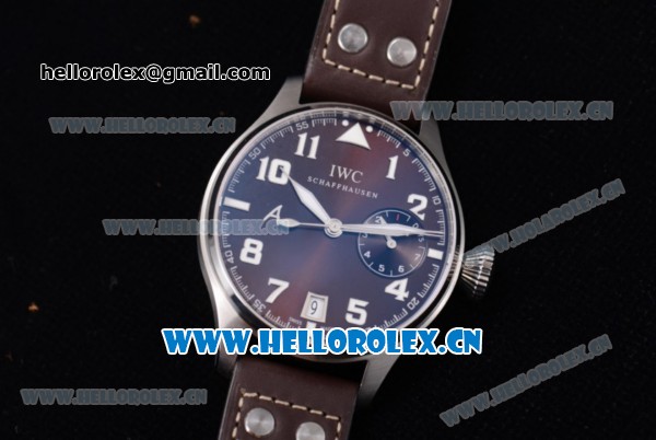 IWC Big Pilots Saint Exupery Limited Edition Swiss Valjoux 7750 Automatic Steel Case with Brown Dial Arabic Number Markers and Brown Leather Strap (ZF) - Click Image to Close