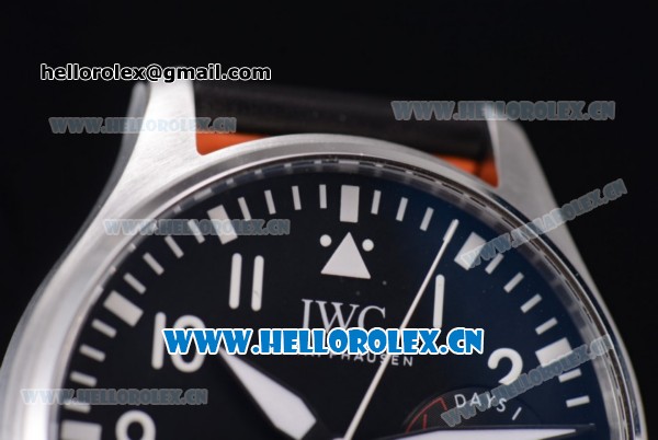 IWC Big Pilot Clone P.3000 Automatic Steel Case with Black Dial Arabic Number Markers and Black Leather Strap (ZF) - Click Image to Close