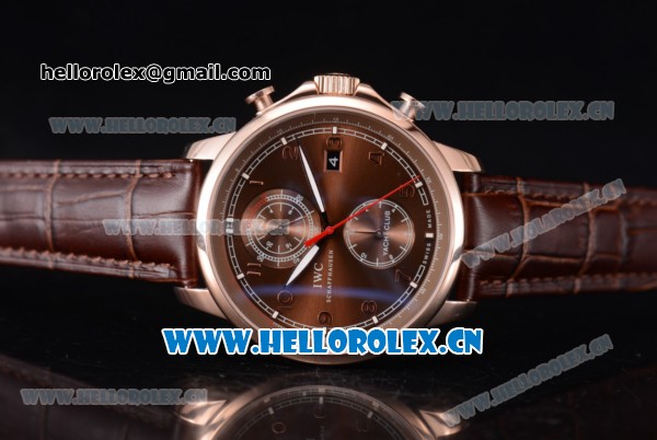 IWC Portugieser Yacht Club Asia ST25 Automatic Rose Gold Case with Brown Dial Brown Leather Strap and Arabic Numeral Markers - Click Image to Close