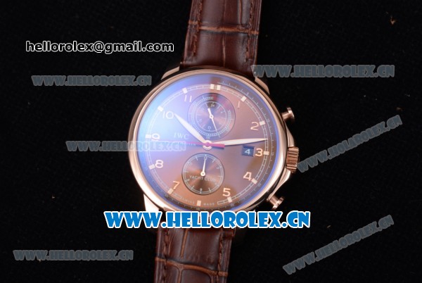 IWC Portugieser Yacht Club Asia ST25 Automatic Rose Gold Case with Brown Dial Brown Leather Strap and Arabic Numeral Markers - Click Image to Close