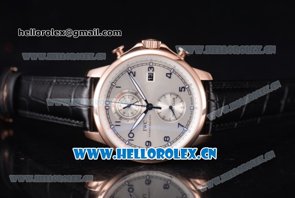 IWC Portugieser Yacht Club Asia ST25 Automatic Rose Gold Case with Silver Dial Black Leather Strap and Arabic Numeral Markers - Click Image to Close