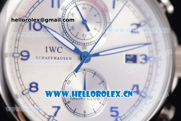 IWC Portugieser Yacht Club Asia ST25 Automatic Steel Case with Silver Dial Arabic Numeral Markers and Black Leather Strap - Click Image to Close