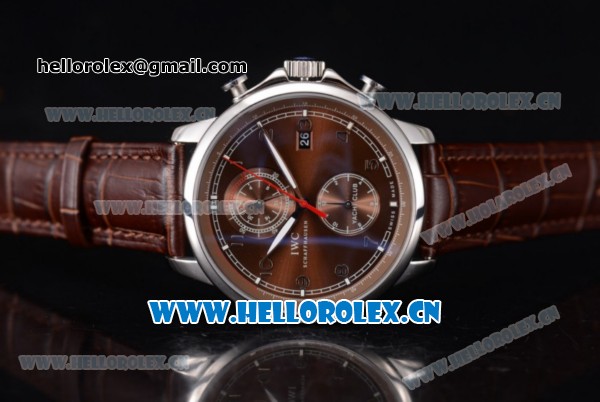 IWC Portugieser Yacht Club Asia ST25 Automatic Steel Case with Brown Dial Arabic Numeral Markers and Brown Leather Strap - Click Image to Close