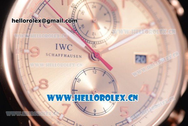 IWC Portugieser Yacht Club Asia ST25 Automatic Rose Gold Case with Rose Gold Dial Arabic Numeral Markers and Brown Leather Strap - Click Image to Close