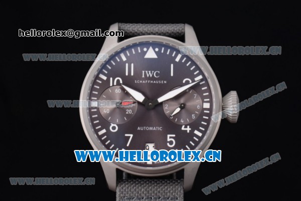 IWC Big Pilot'S Swiss Valjoux 7750 Automatic Steel Case Black Dial Stick/Arabic Numeral Markers and Black Leather Strap (ZF) - Click Image to Close