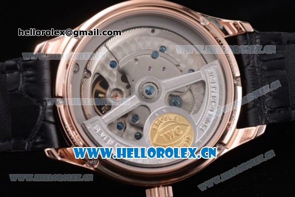 IWC Portuguese Tourbillon Asia ST25 Automatic Rose Gold Case with Black Dial Arabic Numeral Markers and Black Leather Strap - Click Image to Close