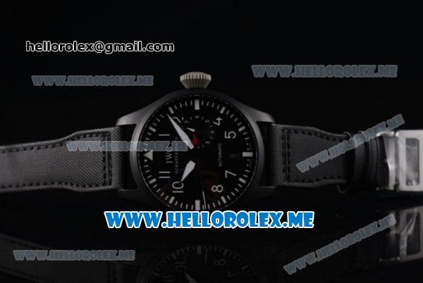 IWC Big Pilot Clone IWC 51111 Automatic PVD Case with Black Dial and Black Leather Strap Arabic Numeral Markers - Click Image to Close