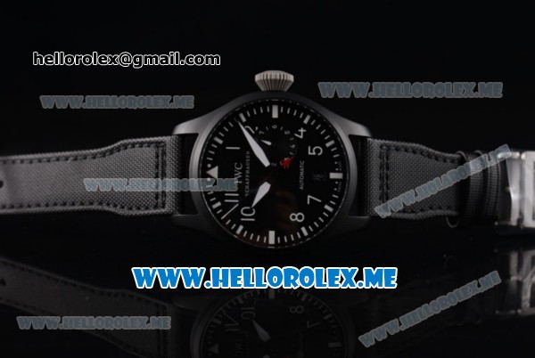 IWC Big Pilot Clone IWC 51111 Automatic PVD Case with Black Dial and Black Leather Strap Arabic Numeral Markers - Click Image to Close