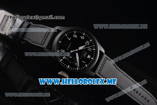 IWC Big Pilot Clone IWC 51111 Automatic PVD Case with Black Dial and Black Leather Strap Arabic Numeral Markers White Hands - Click Image to Close