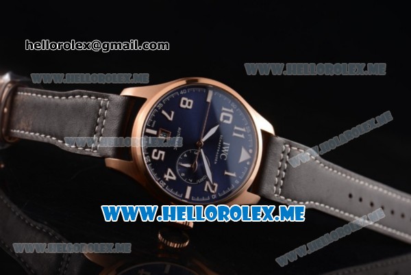 IWC Big Pilot Clone IWC 521111 Automatic Rose Gold Case with Blue Dial and Brown Leather Strap Arabic Numeral Markers - Click Image to Close
