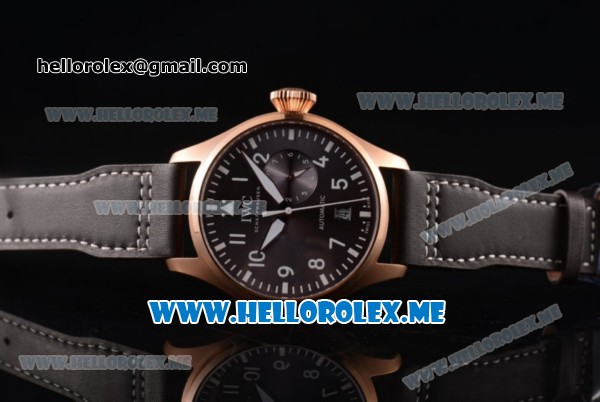 IWC Big Pilot Clone IWC 521111 Automatic Rose Gold Case with Brown Dial and Brown Leather Strap Arabic Numeral Markers - Click Image to Close