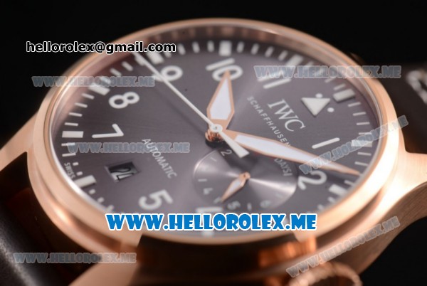 IWC Big Pilot Clone IWC 521111 Automatic Rose Gold Case with Brown Dial and Brown Leather Strap Arabic Numeral Markers - Click Image to Close