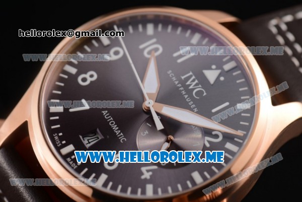 IWC Big Pilot Clone IWC 521111 Automatic Rose Gold Case with Brown Dial and Brown Leather Strap Arabic Numeral Markers - Click Image to Close